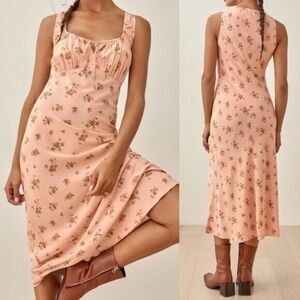 Reformation Lauryl Pink Floral Midi Dress
